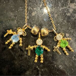 Y2K vintage, gold birthday boy and girl charms- Topaz Emerald & Peridot